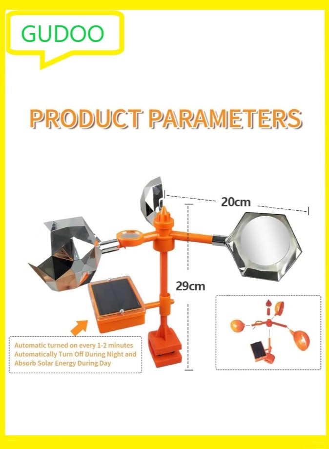 GUDOO Reflect-a-Bird Deterrent with Solar Voice Scarer, 360° Wind Driven Flash Bird Repellent Rhombic Polygon Reflect Bird Deterrent Bird Spinning Reflectors Anti Bird Defender for Garden Yard - Image 3