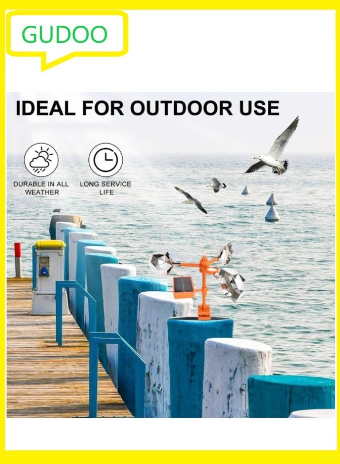 GUDOO Reflect-a-Bird Deterrent with Solar Voice Scarer, 360° Wind Driven Flash Bird Repellent Rhombic Polygon Reflect Bird Deterrent Bird Spinning Reflectors Anti Bird Defender for Garden Yard - Image 5