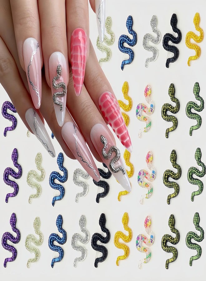 BYJKYEN 50Pcs Snake Nail Charms for Acrylic Nails Halloween Nail Charms Snake Nail Rhinestones and Charms for Women Girls Nail Art Decorations Accessories Snake Alloy Nail Jewels and Rhinestones - Image 1