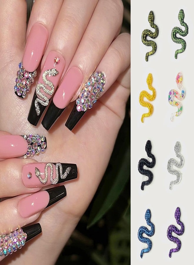 BYJKYEN 50Pcs Snake Nail Charms for Acrylic Nails Halloween Nail Charms Snake Nail Rhinestones and Charms for Women Girls Nail Art Decorations Accessories Snake Alloy Nail Jewels and Rhinestones - Image 3