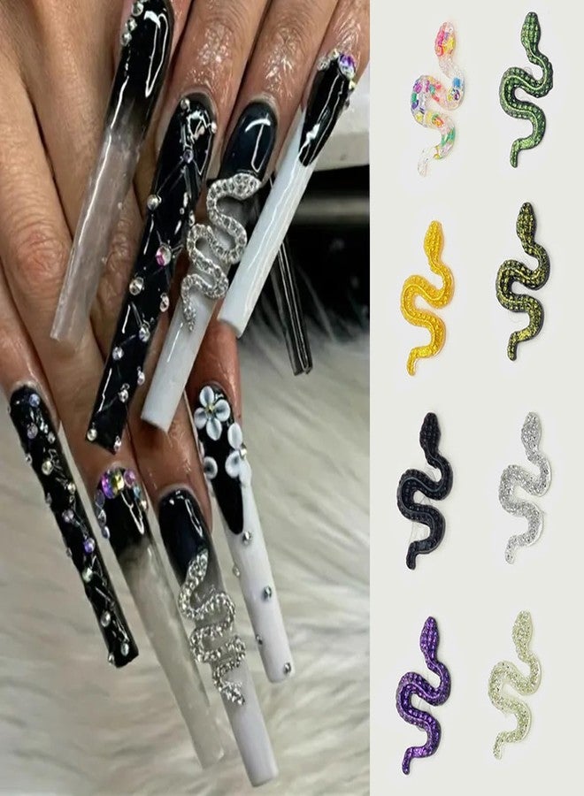 BYJKYEN 50Pcs Snake Nail Charms for Acrylic Nails Halloween Nail Charms Snake Nail Rhinestones and Charms for Women Girls Nail Art Decorations Accessories Snake Alloy Nail Jewels and Rhinestones - Image 2