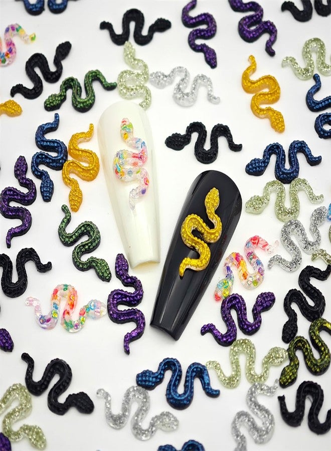 BYJKYEN 50Pcs Snake Nail Charms for Acrylic Nails Halloween Nail Charms Snake Nail Rhinestones and Charms for Women Girls Nail Art Decorations Accessories Snake Alloy Nail Jewels and Rhinestones - Image 5