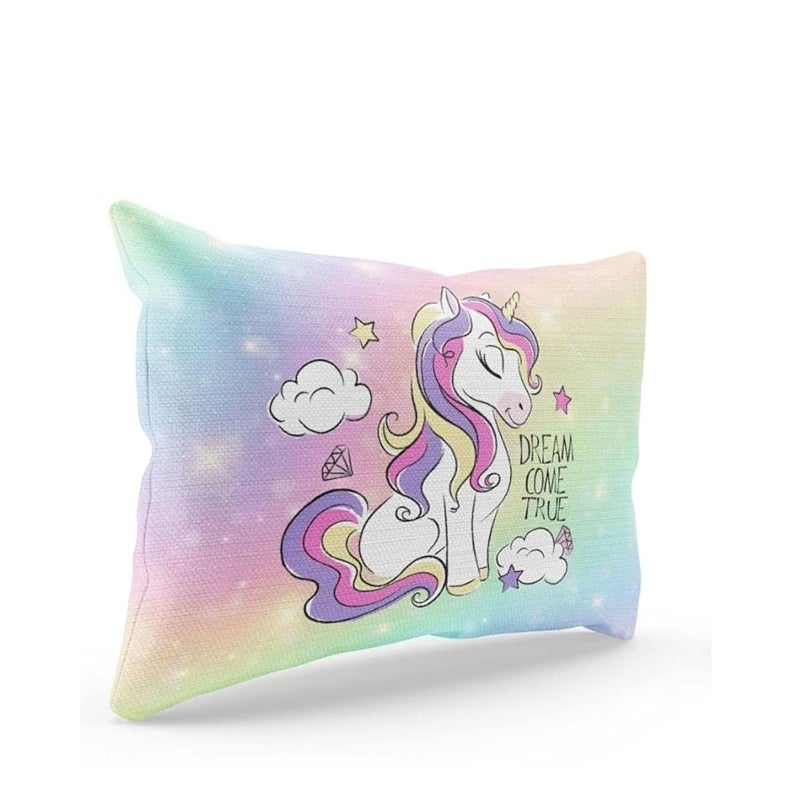 Hopcara Hopcara Velvet Designer Dream Come True Unicorn Printed Single Bedsheet with 1 Matching Pillow Cover 65x100 Inches MultiColoured  - Image 4