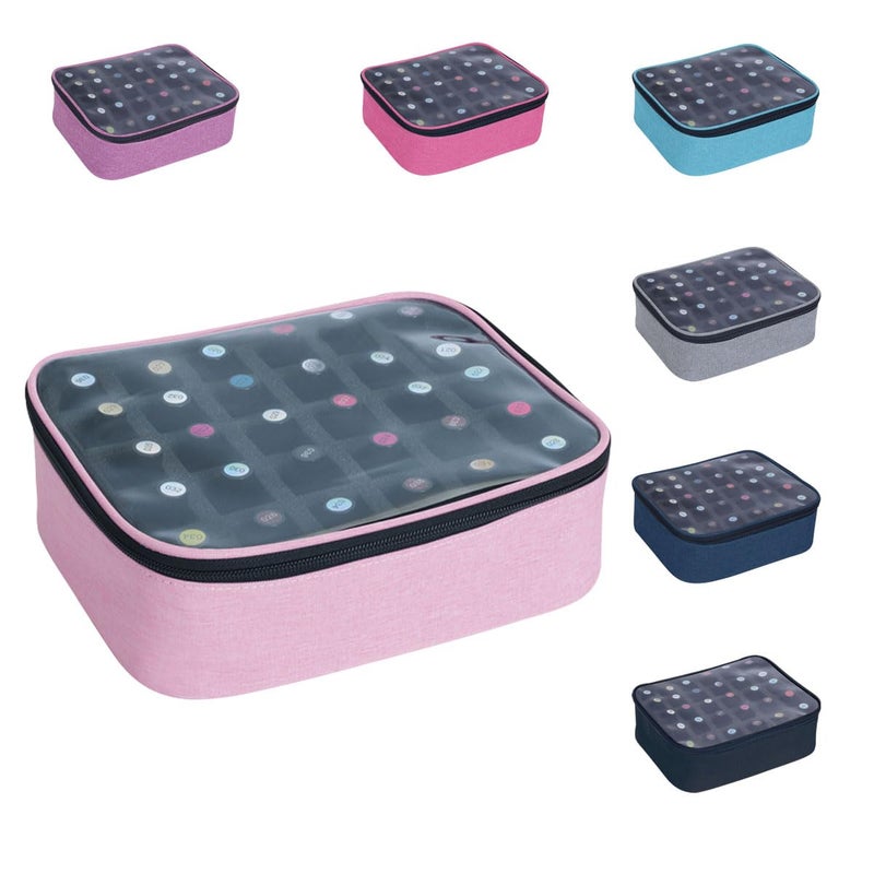 UOZL Small Clear Nail Polish Organizer Holds 30 bottles(15ml-0.5fl.oz) Nail Polish Case Multifunctional Nail Polish Bag organizer, Cosmetic Travel Makeup Cases for Women Pink - Image 1