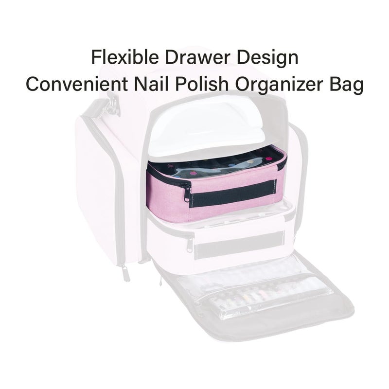 UOZL Small Clear Nail Polish Organizer Holds 30 bottles(15ml-0.5fl.oz) Nail Polish Case Multifunctional Nail Polish Bag organizer, Cosmetic Travel Makeup Cases for Women Pink - Image 4