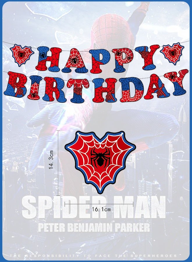 Polish'D Spidey Birthday Decorations, Party Supplies Set Include Banner, Balloons, Hanging Swirls, Cake Cupcake Toppers, Tablecloth for Boys Girls Spidey Theme Party - Image 3