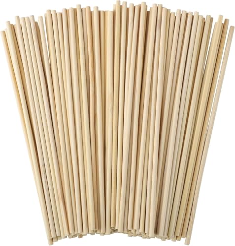WSICSE 150 Pcs Wooden Dowel Rods - 1/8 x 12 Inch Wooden Sticks for Crafts Unfinished Natural Bamboo Sticks for Flower Bouquet and DIYers - Image 1