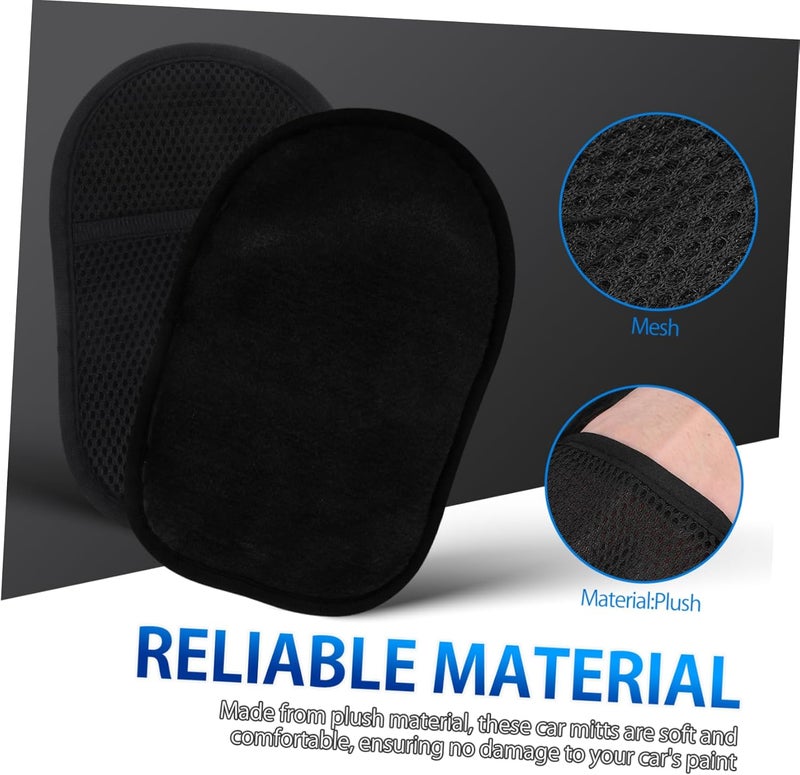 MAGICLULU Multi-Functional Plush Car Washing Mitt Soft Non-Abrasive Cleaning Glove for Waxing and Detailing Vehicle Care and Maintenance Black - Image 3