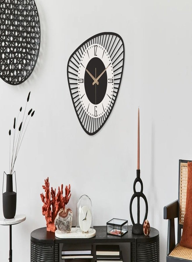 AVVIC MART Stylish Metal Analog Wall Clock for Living Room, Bedroom, Office, Kitchen, Home and Hall | Antique Fancy Big Size Modern Wall Watch for Home Decor (Style-31, 40CM), Black and White - Image 3