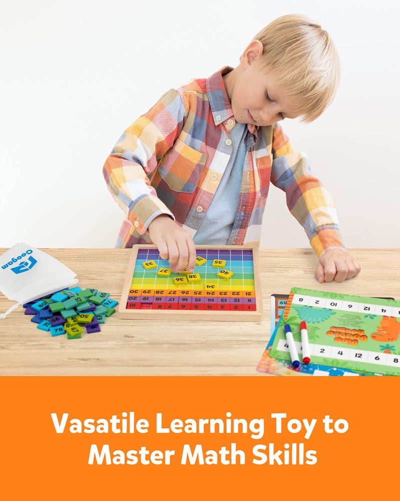 Coogam Wooden Math Hundred Board 1-100 Numbers Learning Educational Toys Colorful Montessori Counting Board Game for Preschool 3 4 5 Year Old Boys Girls - Image 5