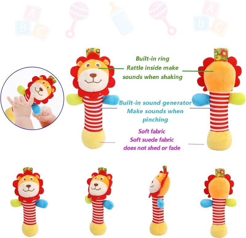 BLOOBLOOMAX Wrist Rattles Foot Finder Rattle Sock Baby Toy,Rattle Toy,Arm Hand Bracelet Rattle,Feet Leg Ankle Socks,Activity Rattle Present Gift for Newborn Infant Babies Boy Girl Bebe (5 pcs-F) - Image 5