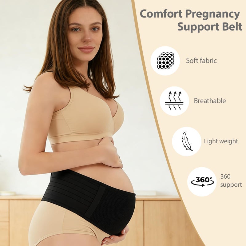 leeveel Belly Bands for Pregnant Women, Pregnancy Belly Band, Adjustable Maternity Belly Band, Relieve Lower Back Pelvic Abdomen Pain, Pregnancy Must Haves (Black) - Image 4