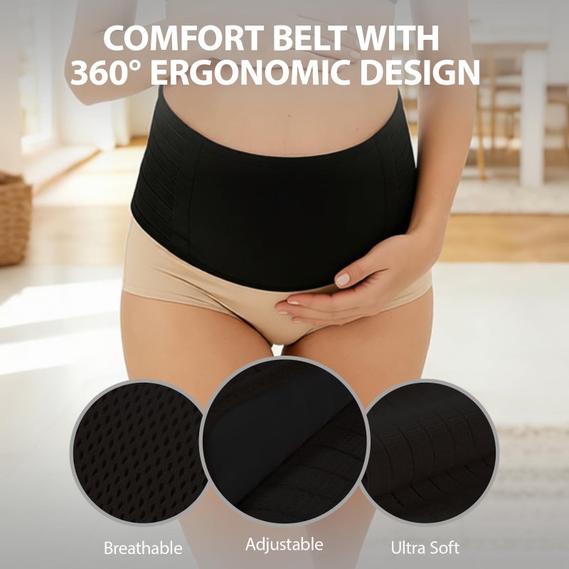 leeveel Belly Bands for Pregnant Women, Pregnancy Belly Band, Adjustable Maternity Belly Band, Relieve Lower Back Pelvic Abdomen Pain, Pregnancy Must Haves (Black) - Image 5