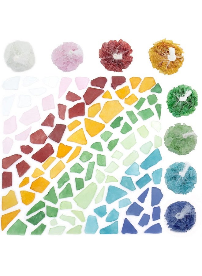 CYS EXCEL Sea Glass 64 Ounces Assorted Mix Rainbow Colors | Multiple Choices Crushed Glass Vase Filler | Aquarium Nautical Décor For Art Crafts Flat Frosted Dyed Color Stone  - Image 2