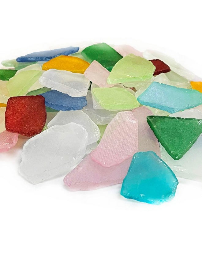 CYS EXCEL Sea Glass 64 Ounces Assorted Mix Rainbow Colors | Multiple Choices Crushed Glass Vase Filler | Aquarium Nautical Décor For Art Crafts Flat Frosted Dyed Color Stone  - Image 1