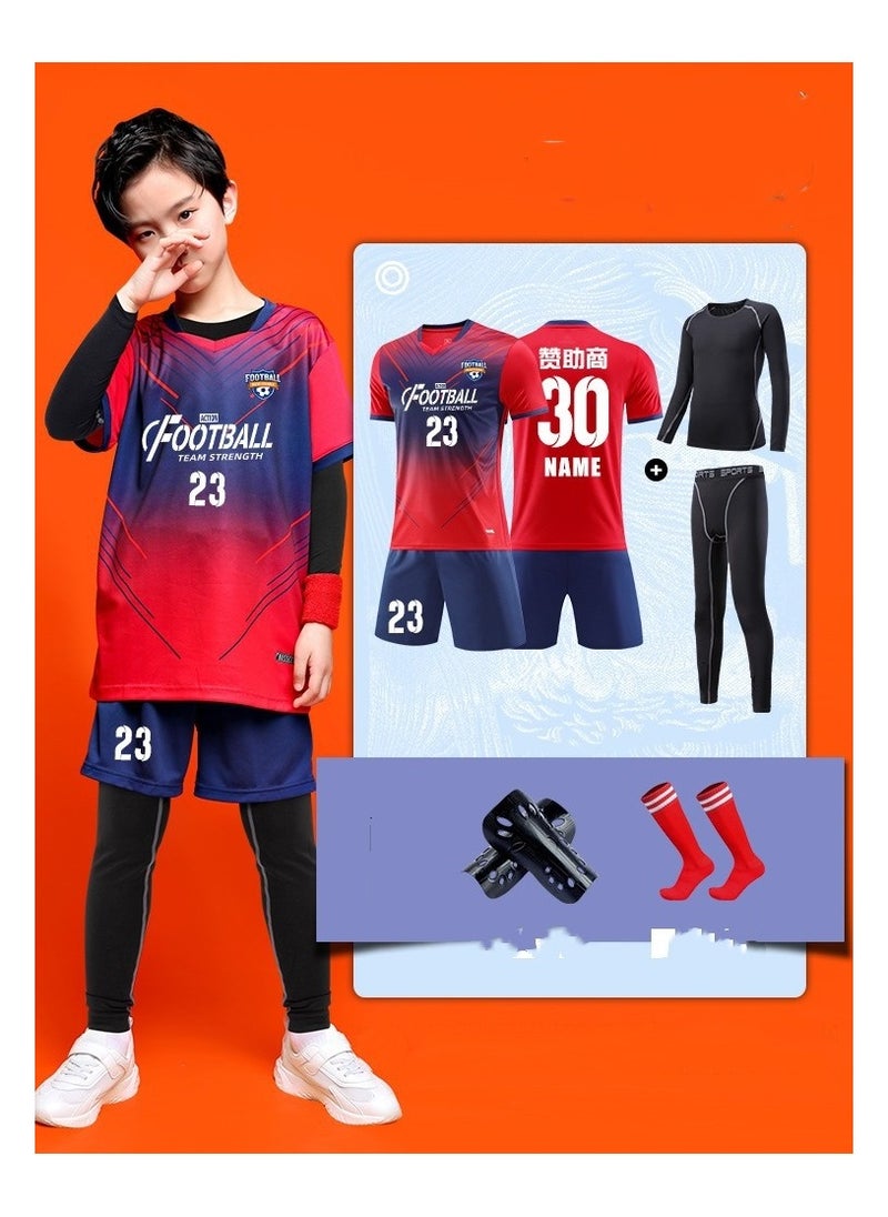 KUYING Children's High Elasticity Tight Fitting Clothing Sports Fitness Set Quick Drying Training Suit 