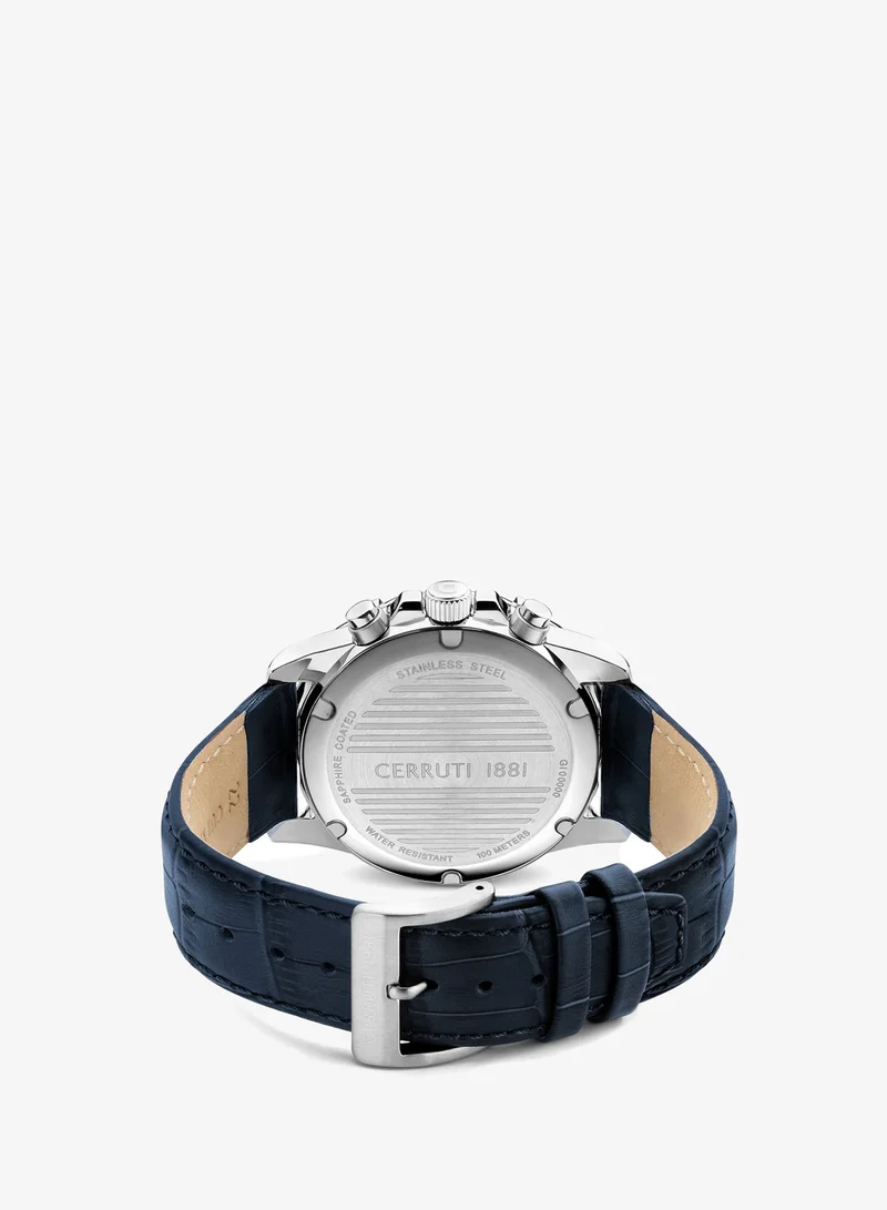 CERRUTI 1881  Manciano Men's 43mm Chronograph Watch with Blue Dial & Leather Strap for Men | Best Price UAE