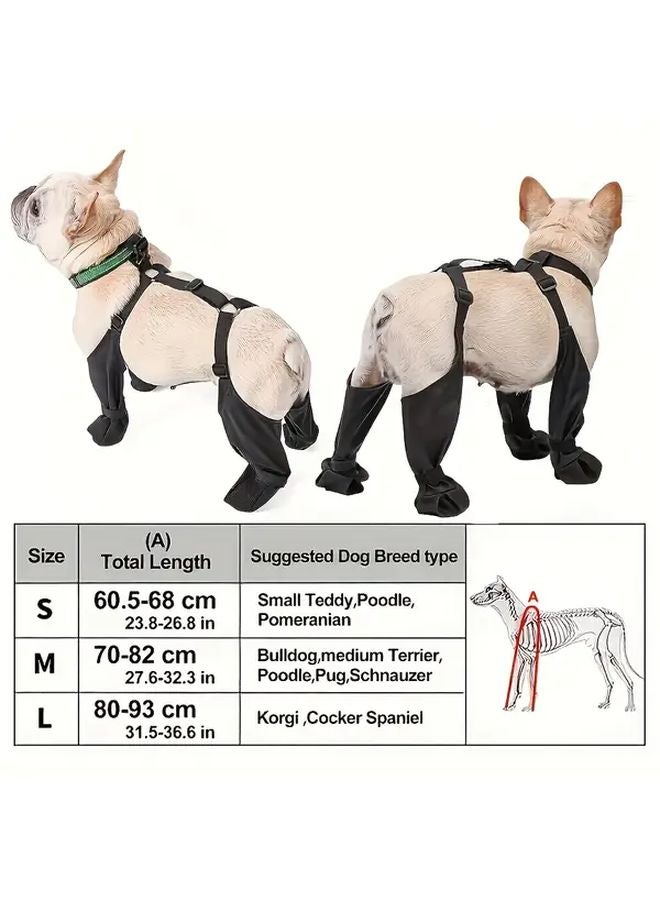 Black High Top Dog Boots Adjustable Strap Non Slip Grip All Season Paw Protection - Image 4