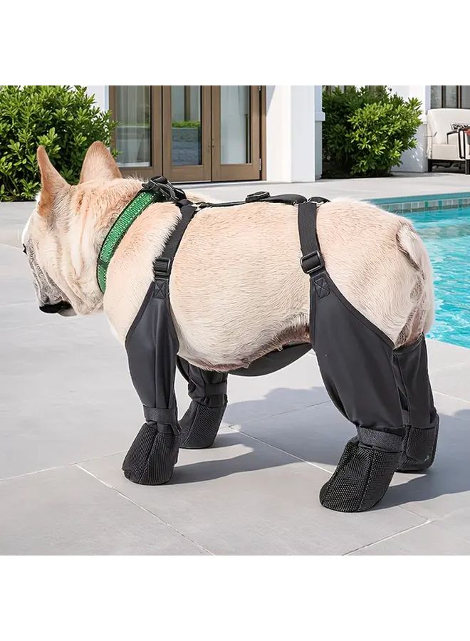 Black High Top Dog Boots Adjustable Strap Non Slip Grip All Season Paw Protection - Image 2