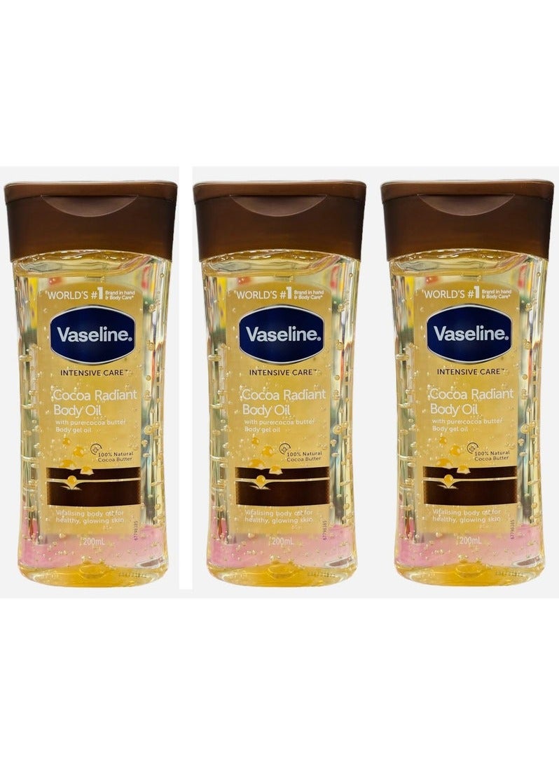 Vaseline Intensive Care Cocoa Radiant Body Oil 3 x 200ml - Image 1
