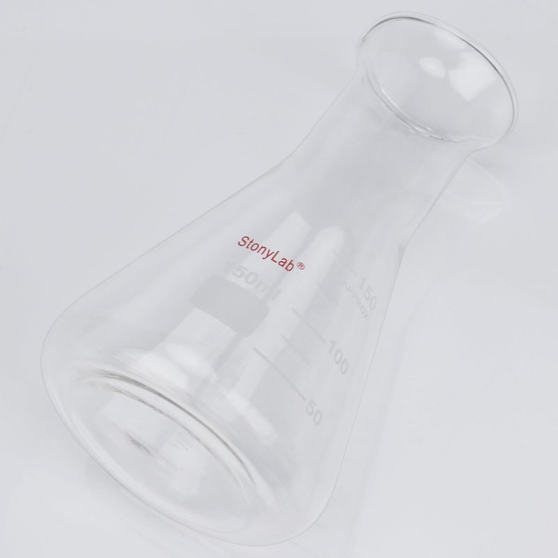 stonylab Glass Wide Mouth Erlenmeyer Flask, 150 ml Borosilicate Glass Erlenmeyer Flask with Heavy Duty Rim, 1 Pack - Image 5