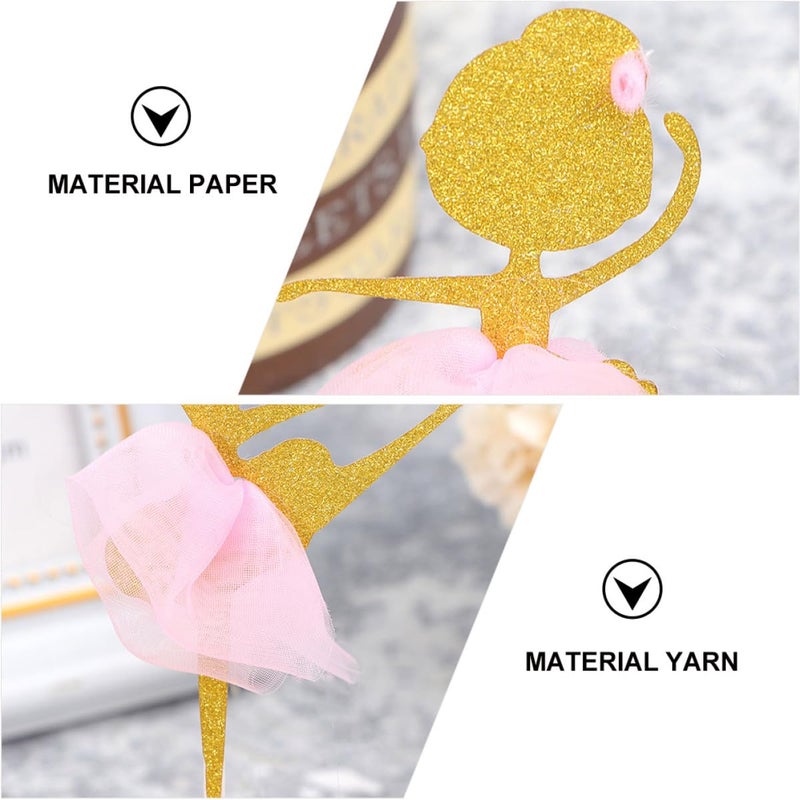 Pink Ballerina Girl Cake Toppers Set 8pcs Cupcake Picks Birthday Party Decorations - Image 4