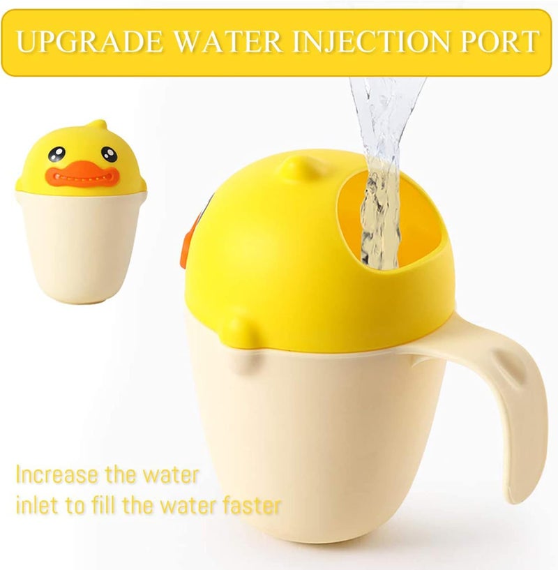 Baby Bath Cup, Kid Bath Rinse Cup, Cartoon Duck Shampoo Rinse Cup, Newborn Bath Shower Washing Head, Water Scoop Bathroom Accessories for Baby Tub (Yellow) - Image 3