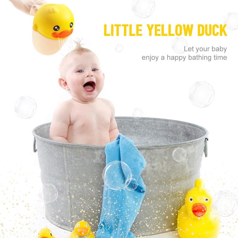 Baby Bath Cup, Kid Bath Rinse Cup, Cartoon Duck Shampoo Rinse Cup, Newborn Bath Shower Washing Head, Water Scoop Bathroom Accessories for Baby Tub (Yellow) - Image 2
