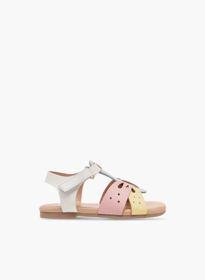 Flora Bella By Shoexpress Flora Bella Cutwork Detail Sandals With Hook And Loop Closure