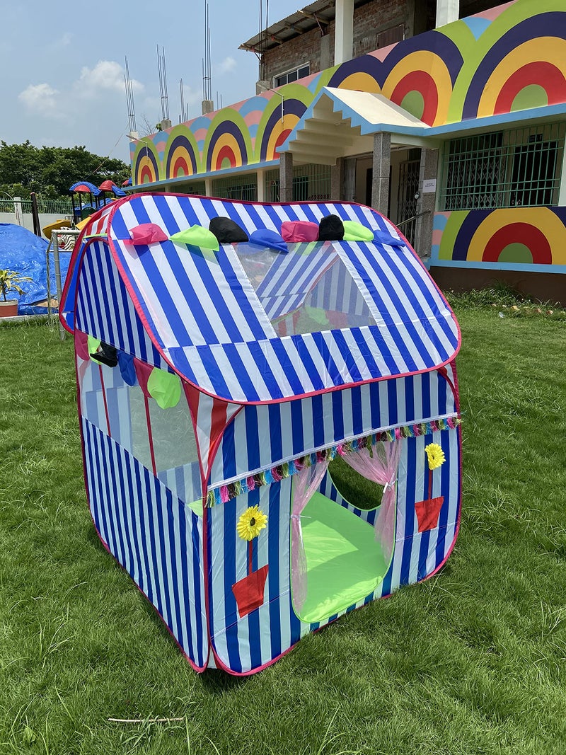 Homecute Foldable Pop Up Hut Type Kids Toys Jumbo Size Play Tent House for Boys and Girls (Big Size Blue-White) - Image 5