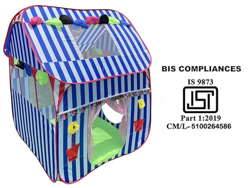 Homecute Foldable Pop Up Hut Type Kids Toys Jumbo Size Play Tent House for Boys and Girls (Big Size Blue-White) - Image 2