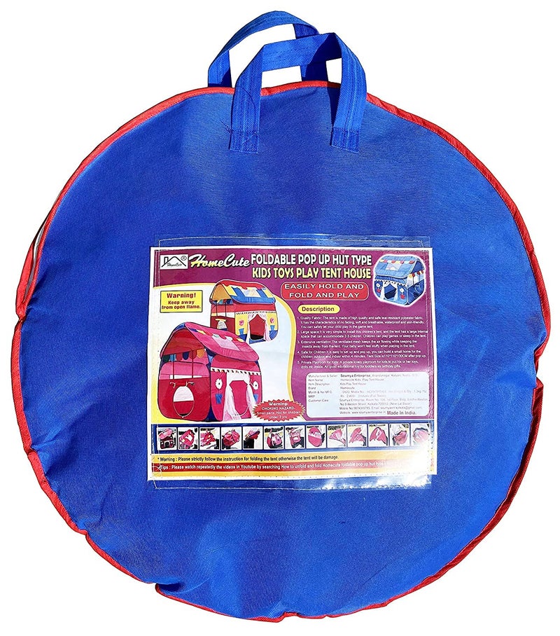 Homecute Foldable Pop Up Hut Type Kids Toys Jumbo Size Play Tent House for Boys and Girls (Big Size Blue-White) - Image 4