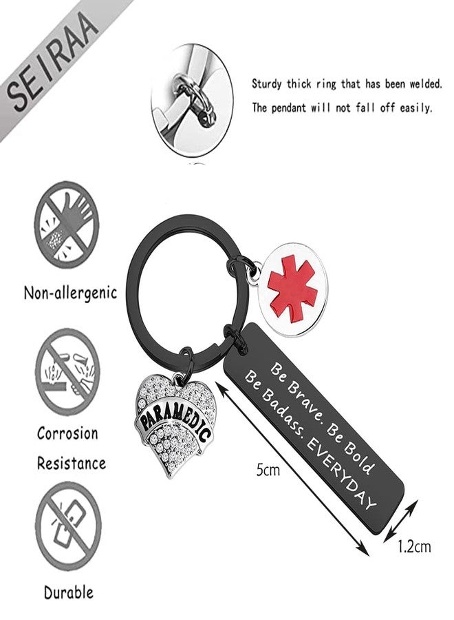 SEIRAA Medical Technician Jewelry Emergency Medical Technician Graduation Gift Paramedic Wife Keychain(black Paramedic keychain) - Image 4