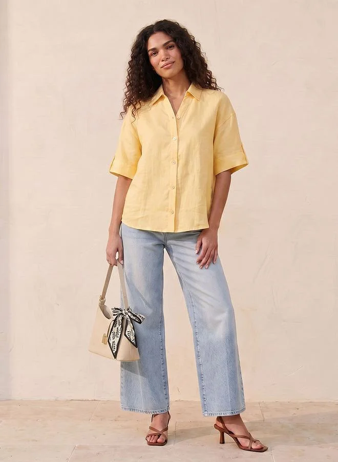 Splash FAV BLUE Denim Straight Fit High Waist Jeans with Pockets for Women | Best Price UAE