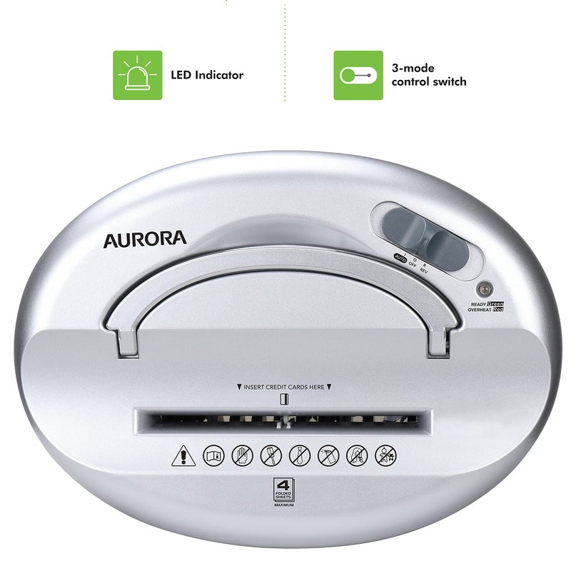 Aurora Desktop-Style Cross-Cut Paper Shredder  4-Sheet Crosscut Desktop - Image 5