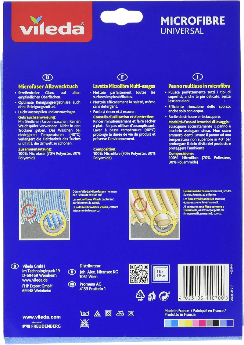 Vileda Universal Multi-Purpose Microfibre Cloth, 4-Pack - Image 2