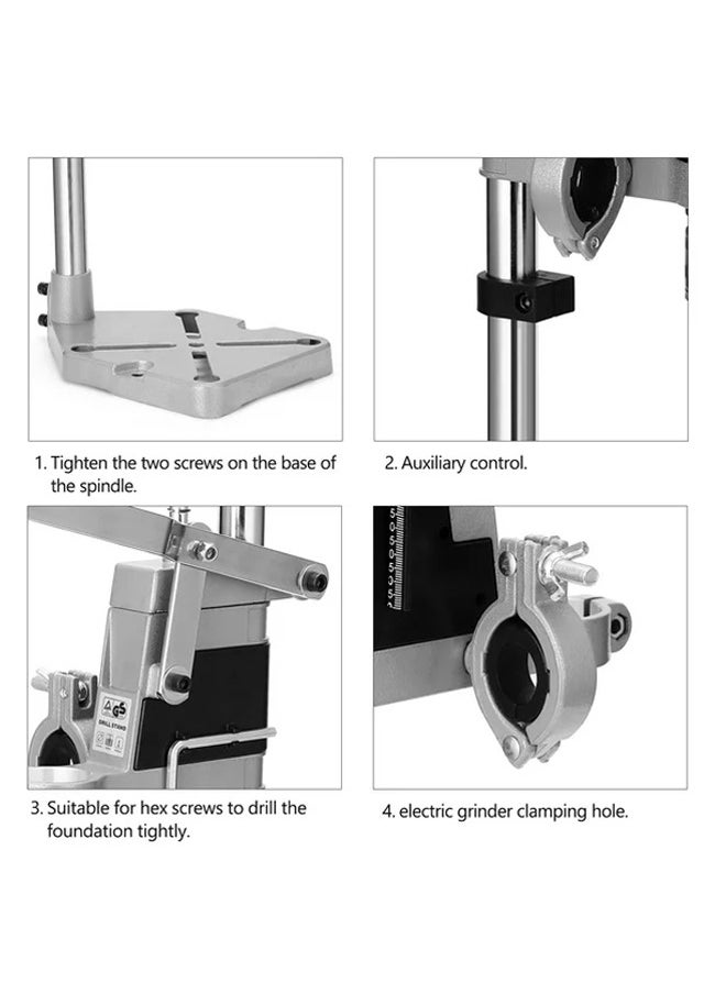 Hihonor - Adjustable Drill Press Stand for Drill Workbench Repair Tool Universal Bench Clamp Support Tool, Drill Press Table, Drill Stand for Hand Drill Single Hole Aluminum Base (1 Mounting Hole) - Image 1
