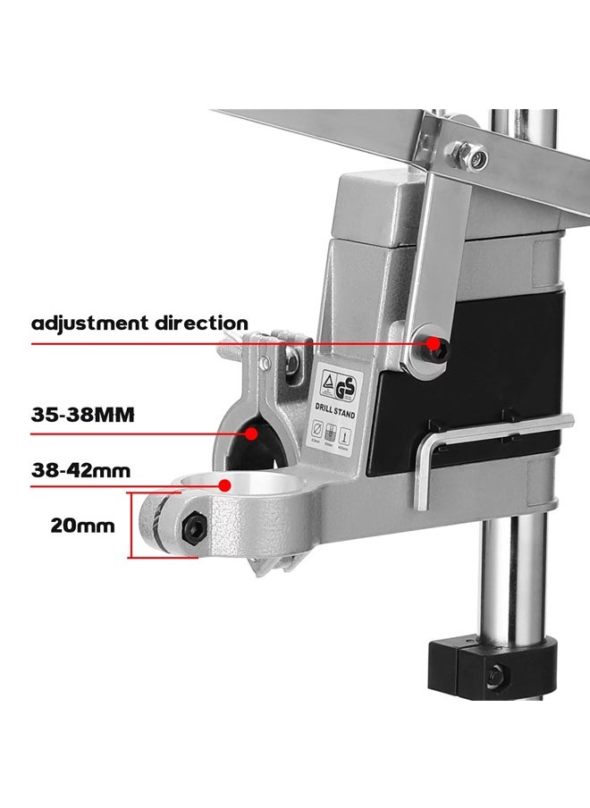 Hihonor - Adjustable Drill Press Stand for Drill Workbench Repair Tool Universal Bench Clamp Support Tool, Drill Press Table, Drill Stand for Hand Drill Single Hole Aluminum Base (1 Mounting Hole) - Image 1