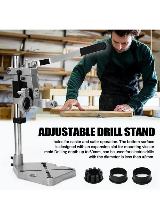 Hihonor - Adjustable Drill Press Stand for Drill Workbench Repair Tool Universal Bench Clamp Support Tool, Drill Press Table, Drill Stand for Hand Drill Single Hole Aluminum Base (1 Mounting Hole) - Image 1