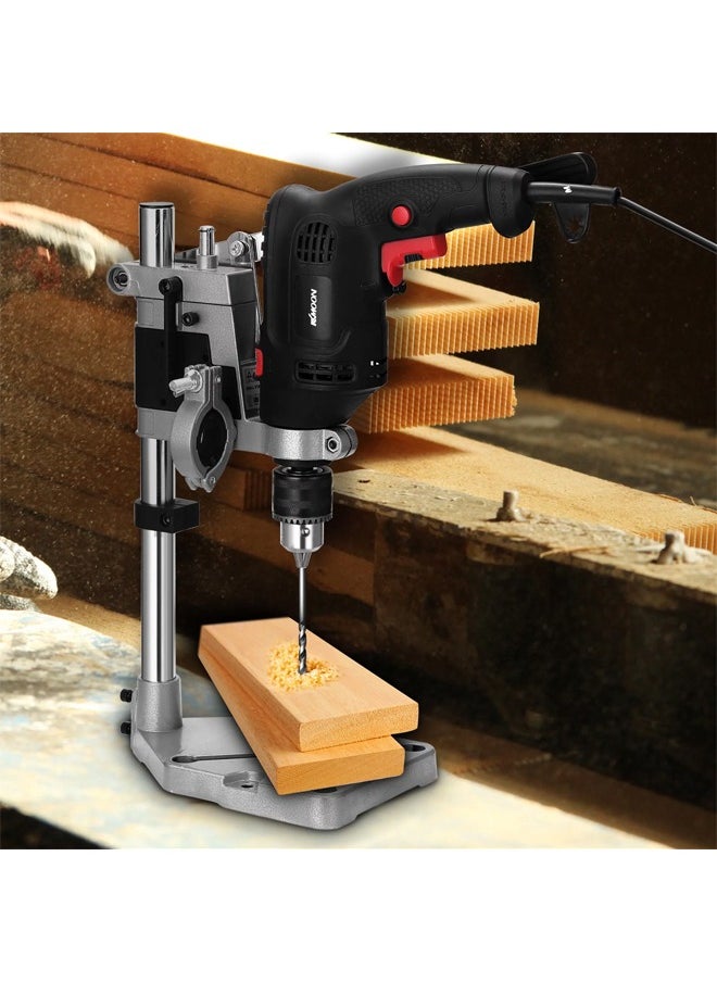 Hihonor - Adjustable Drill Press Stand for Drill Workbench Repair Tool Universal Bench Clamp Support Tool, Drill Press Table, Drill Stand for Hand Drill Single Hole Aluminum Base (1 Mounting Hole) - Image 1