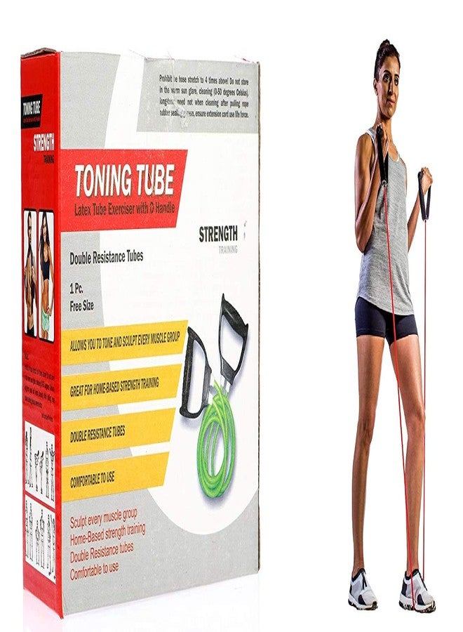 ALN® Toning Tube with D Handle, Rubber Band, Resistance Tube for Workout, Toning Tube Resistance Band, Full Comfortable and Flexible Resistance Toning Tube Use for Gym,Yoga, and Other Fitness Activity - Image 3
