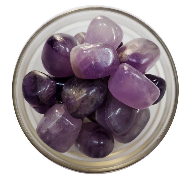 Rocksmins Amethyst Polished Natural Tumble 500Gm 2025mm Crystal Gemstone for Reiki Healing and Crystal Healing Energy Stones Aura Cleaning for Tumbling Chakras Balancing Pebbles Vastu Meditation - Image 1