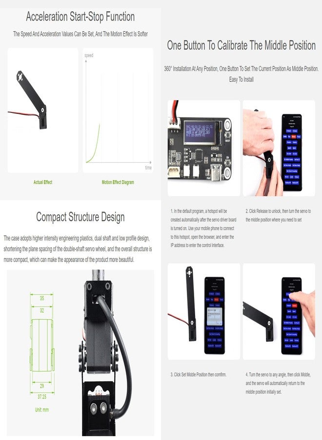 Waveshare سيرفو وايف شير 30 كجم بوس تسلسلي دقة عالية وعزم دوران مع مشفر مغناطيسي قابل للبرمجة بزاوية 360 درجة، وضع تبديل سيرفو/محرك مع تغذية راجعة ثنائية الاتجاه - Image 5