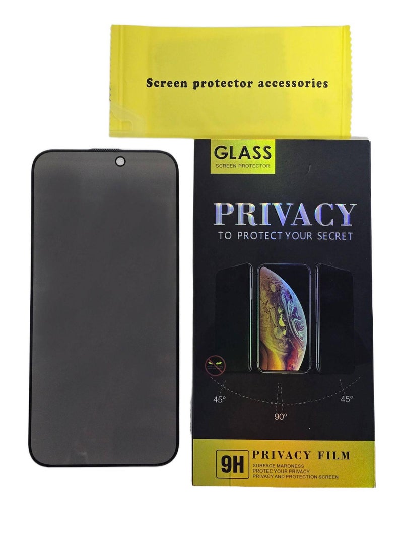 غطاء هاتف بGlass لـ iPhone 16 / 16 Plus / 16 Pro / 16 Pro Max باللون أبيض مع حماية الخصوصية ومقاوم للبصمات مع مقاوم للصدمات مع حماية من السقوط مع تغطية كاملة للشاشة للعائلة - Image 1