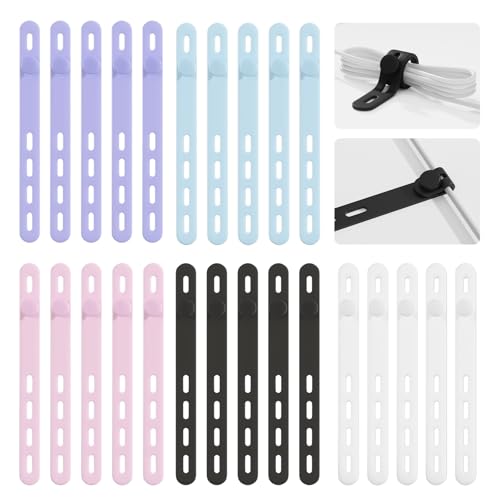 TIKIWIK 25Pack Silicone Cable Ties,Reusable Cord Organizer for Bundling Electrical Cords,Adjustable Data Cable Organizer Ties,High Elasticity Cable Straps for Home/Office/School/Travel(5 Colors) - Image 1