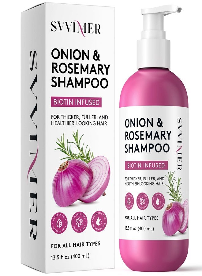 Svvimer Onion Rosemary and Biotin Shampoo - Hair Growth Shampoo for Hair Loss and Thinning - Thickening and Strengthening Formula for Men & Women Sulfate Free 13.5 Fl Oz (Pack of 1) - Image 1
