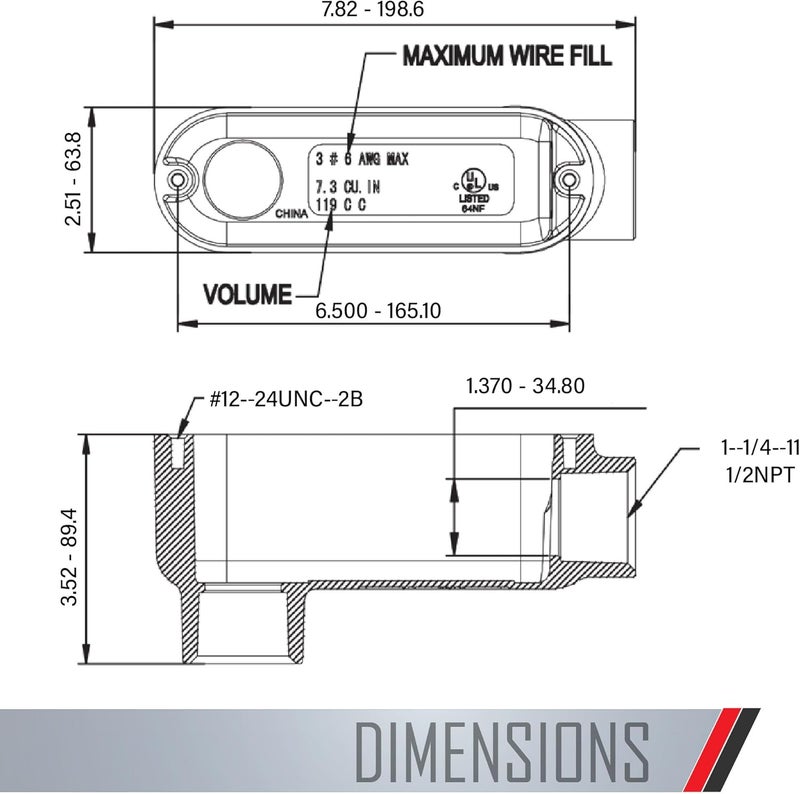 TayMac RLB125 Threaded LB Conduit Body, Die Cast Aluminum, Stamped Steel Cover, 1 4-Inch , Gray - Image 3