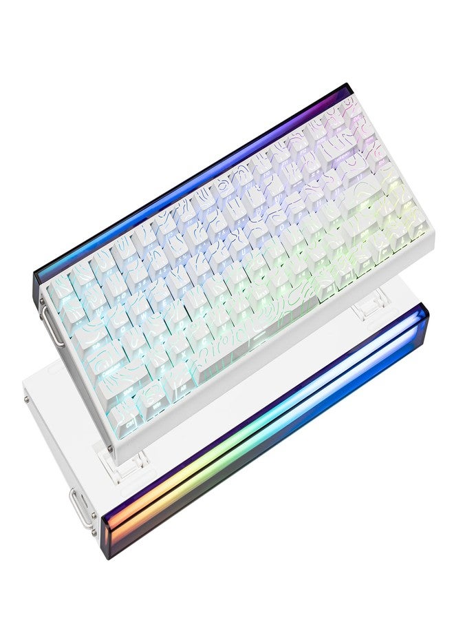ابوماكر لوحة مفاتيح EPOMAKER Aula Hero84 HE سلكية بتقنية تأثير هول مع صندوق إضاءة RGB، وإمكانية ضبط التفعيل بمقدار 0.01 مم، ومعدل استطلاع 8 كيلو هرتز، وزمن استجابة 0.125 مللي ثانية، ومفتاح Snap، وتقنية SOCD، ولوحة مفاتيح مغناطيسية للألعاب (أبيض طوبوغرافي) - Image 1