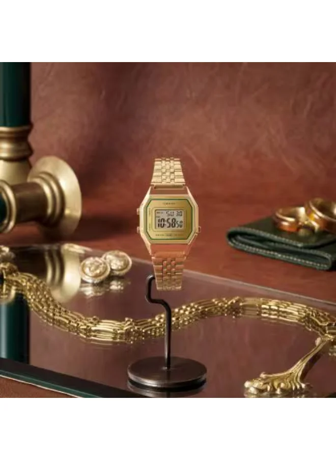 كاسيو Men's Digital Display Watch With Gold Stainless Steel Strap - LA680WEGV-9ADF