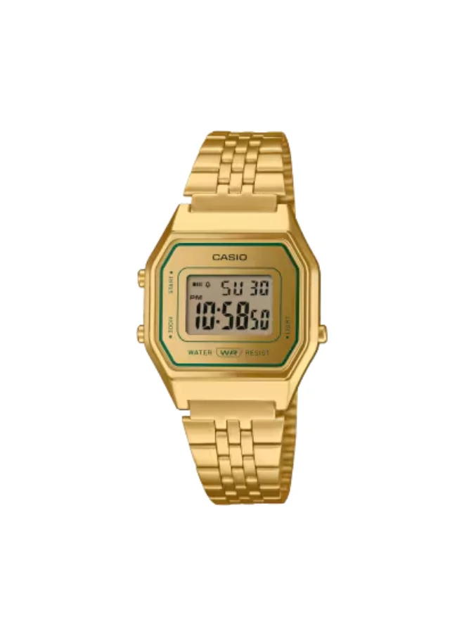 كاسيو Men's Digital Display Watch With Gold Stainless Steel Strap - LA680WEGV-9ADF